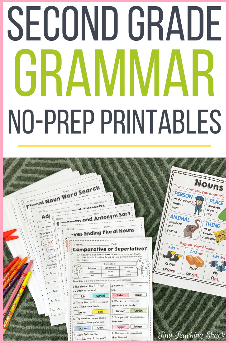Second Grade Grammar Practice Sheets - Tiny Teaching Shack