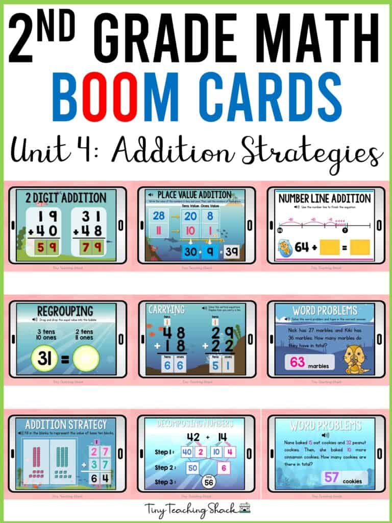 second grade math boom cards addition strategies