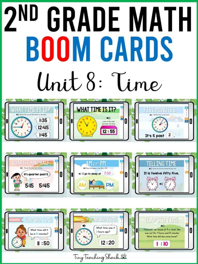 second grade math time boom cards