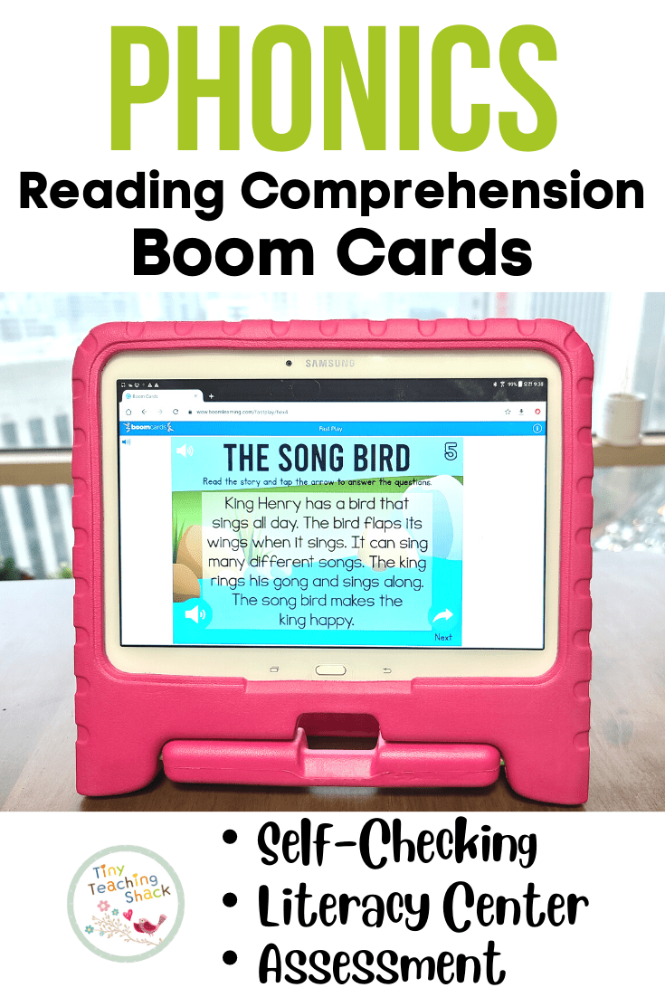 phnics reading comprehension boom cards