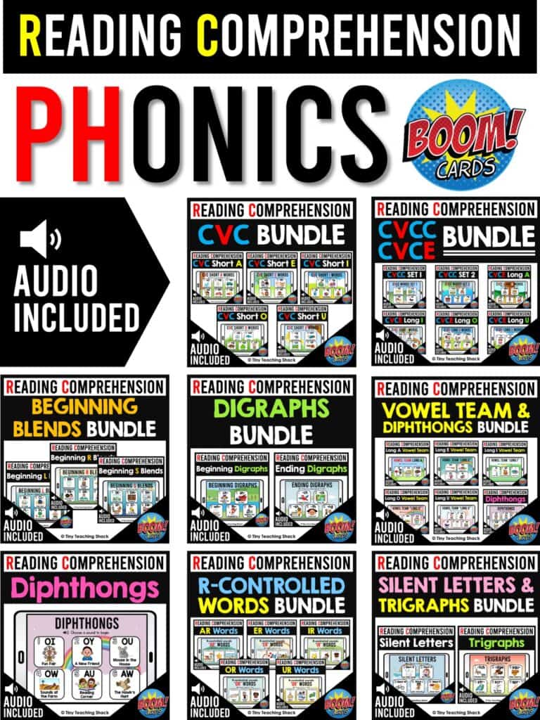 phonics reading comprehension boom cards