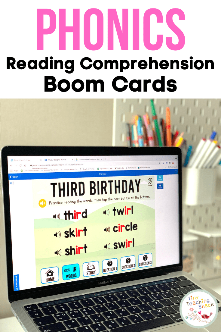 phonics reading comprehension boom cards