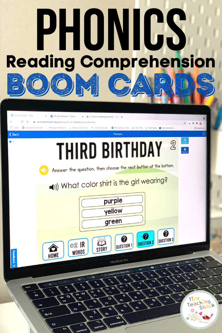 phonics reading comprehension boom cards