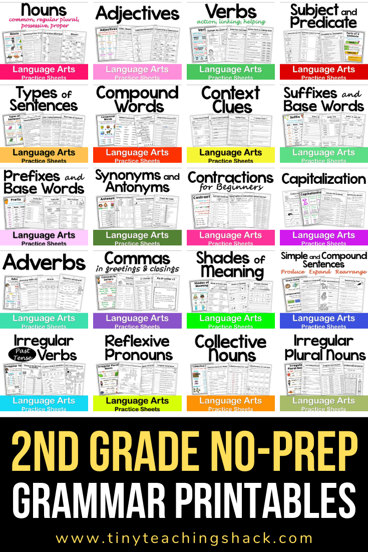 second grade grammar and language worksheets
