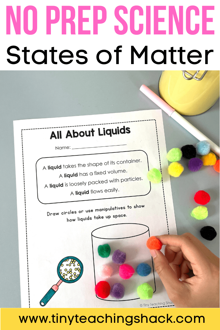 states of matter first grade science worksheets