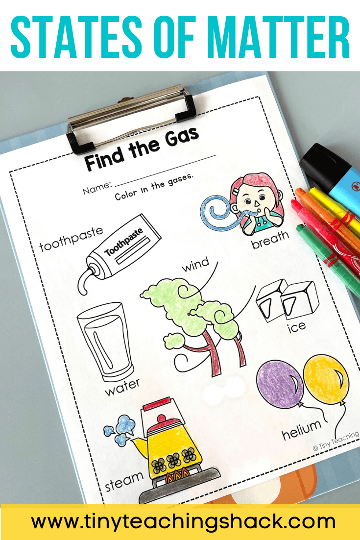 identifying solid, liquid, and gas printables