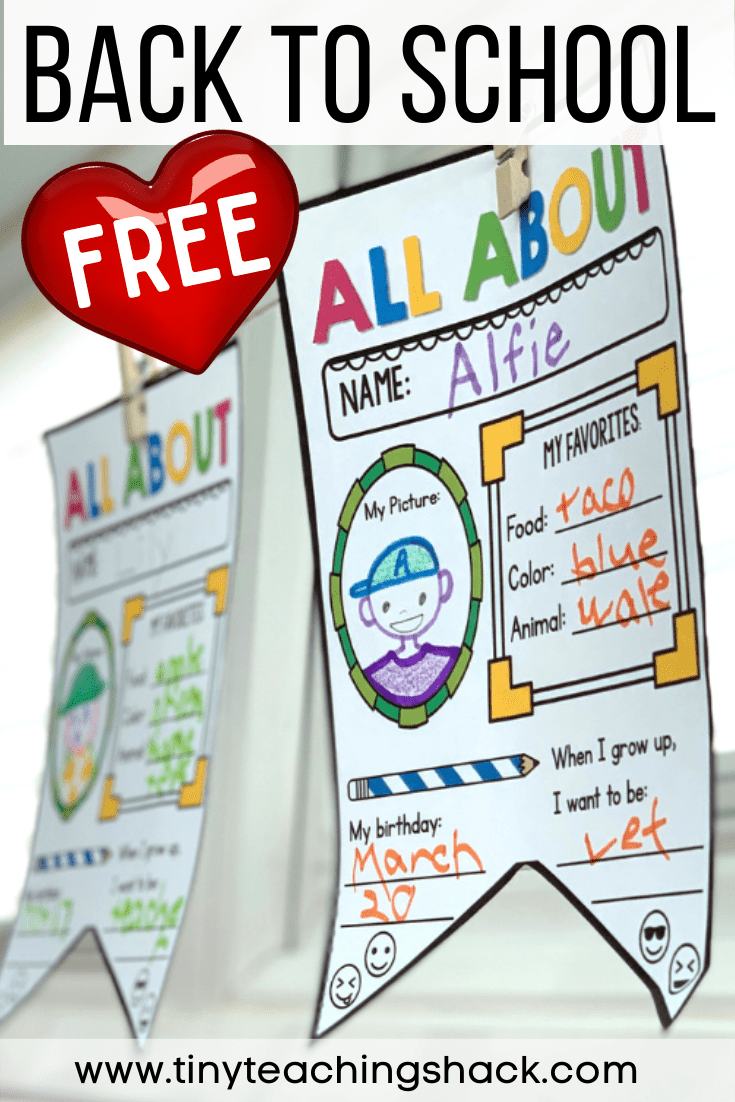 all about me flag bunting back to school activity