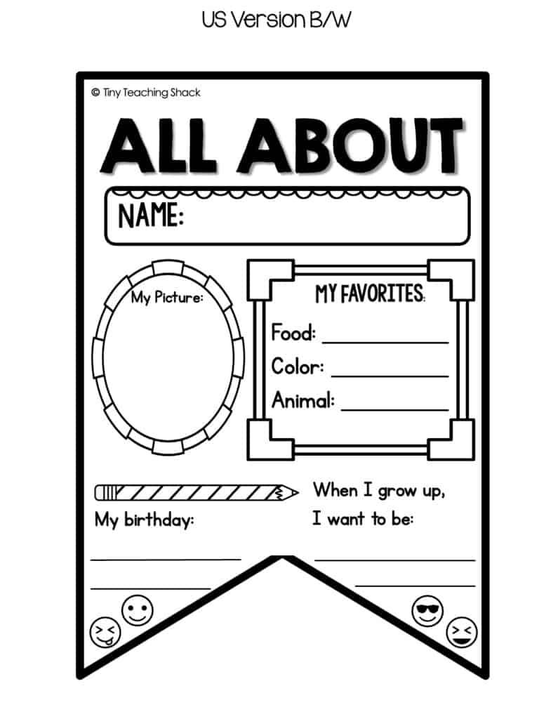 all about me bunting english and spanish