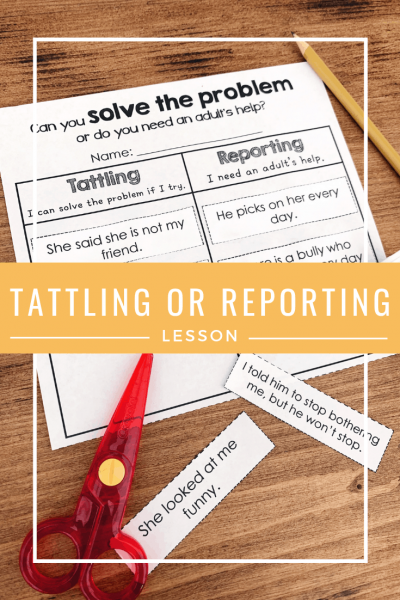 tattling or reporting no prep printables cut and paste