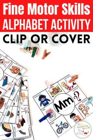 Alphabet Fine Motor Skills | Clip or Cover is part of my Alphabet Fine Motor Skills Bundle. This resource is super simple and is designed for very young students to focus on their fine motor skills. Students can either clip the the pictures that begin with the assigned letter with pegs or simply cover the pictures up with manipulatives like mini erasers.