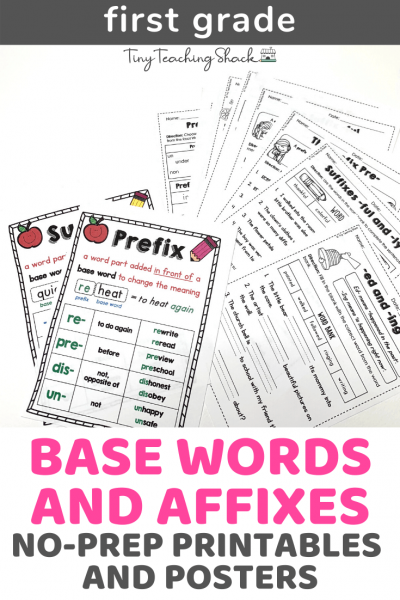 first grade common core base words and affixes worksheets