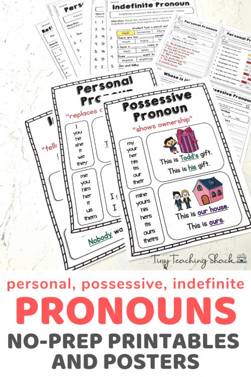 first grade personal, possessive, and indefinite pronoun worksheets