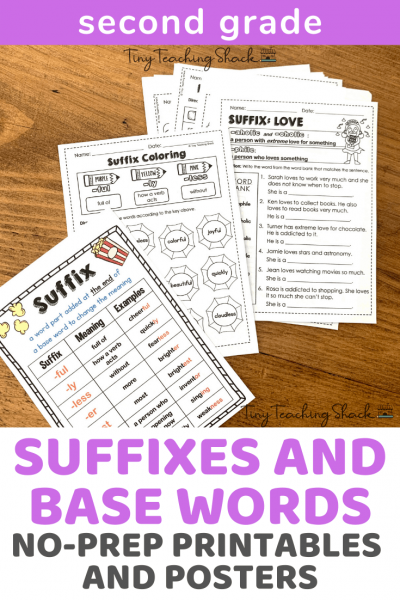second grade common core base words and suffixes worksheets